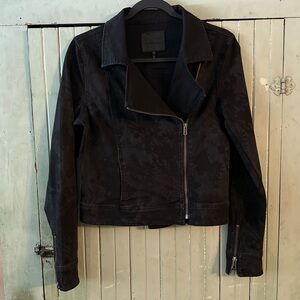 Greywire Vanderbilt Moto Denim Jacket Black Floral Women’s Small Biker Goth